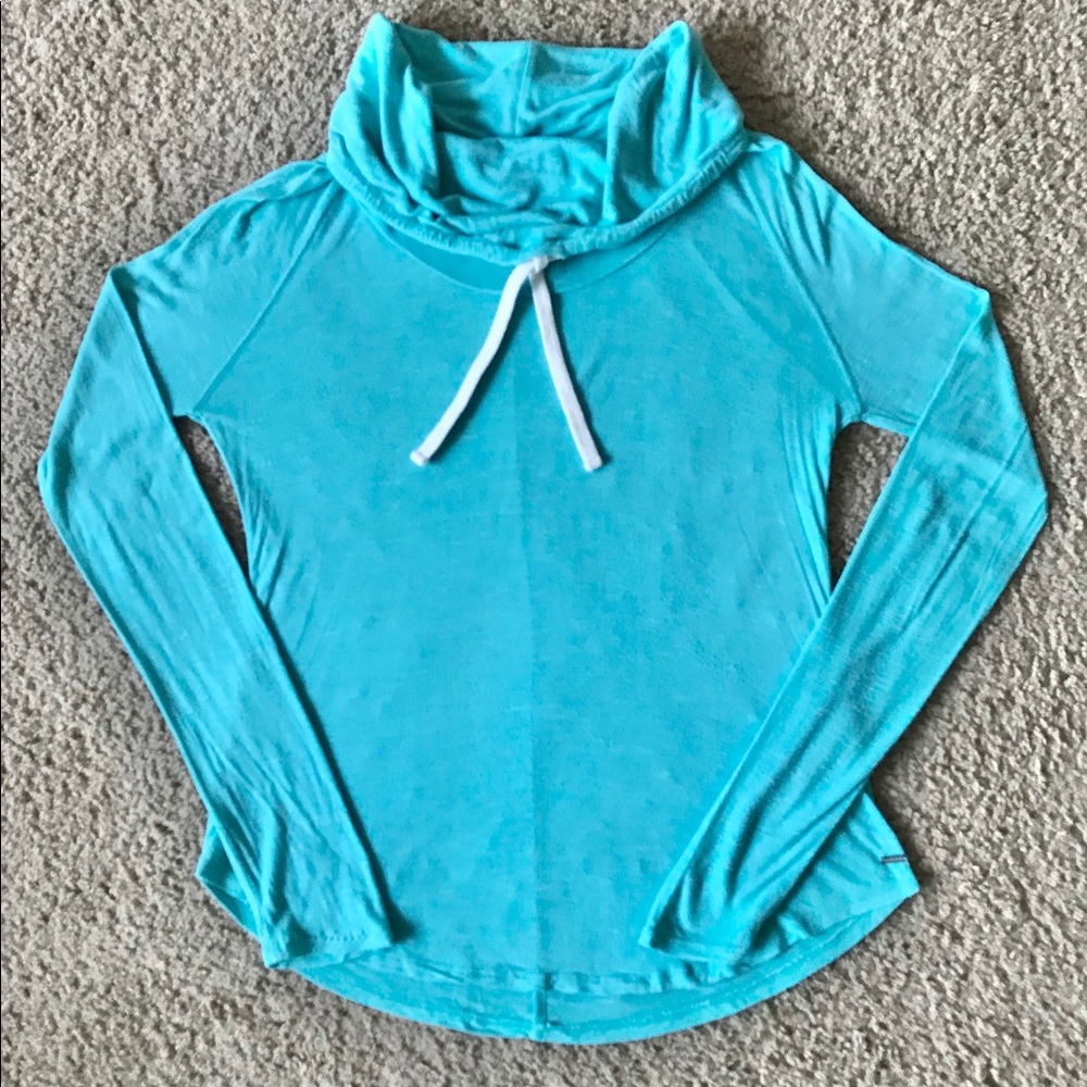 Garage Teal Cowl Neck Lightweight Pullover
